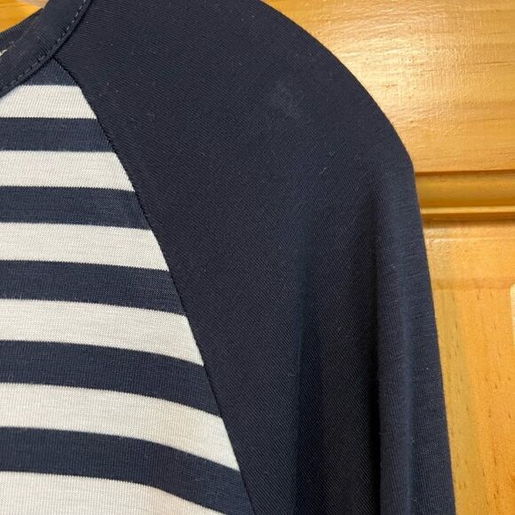 (NWT) Michael Kors navy and white stripe top with zip up back and embellished MK - Picture 5 of 7